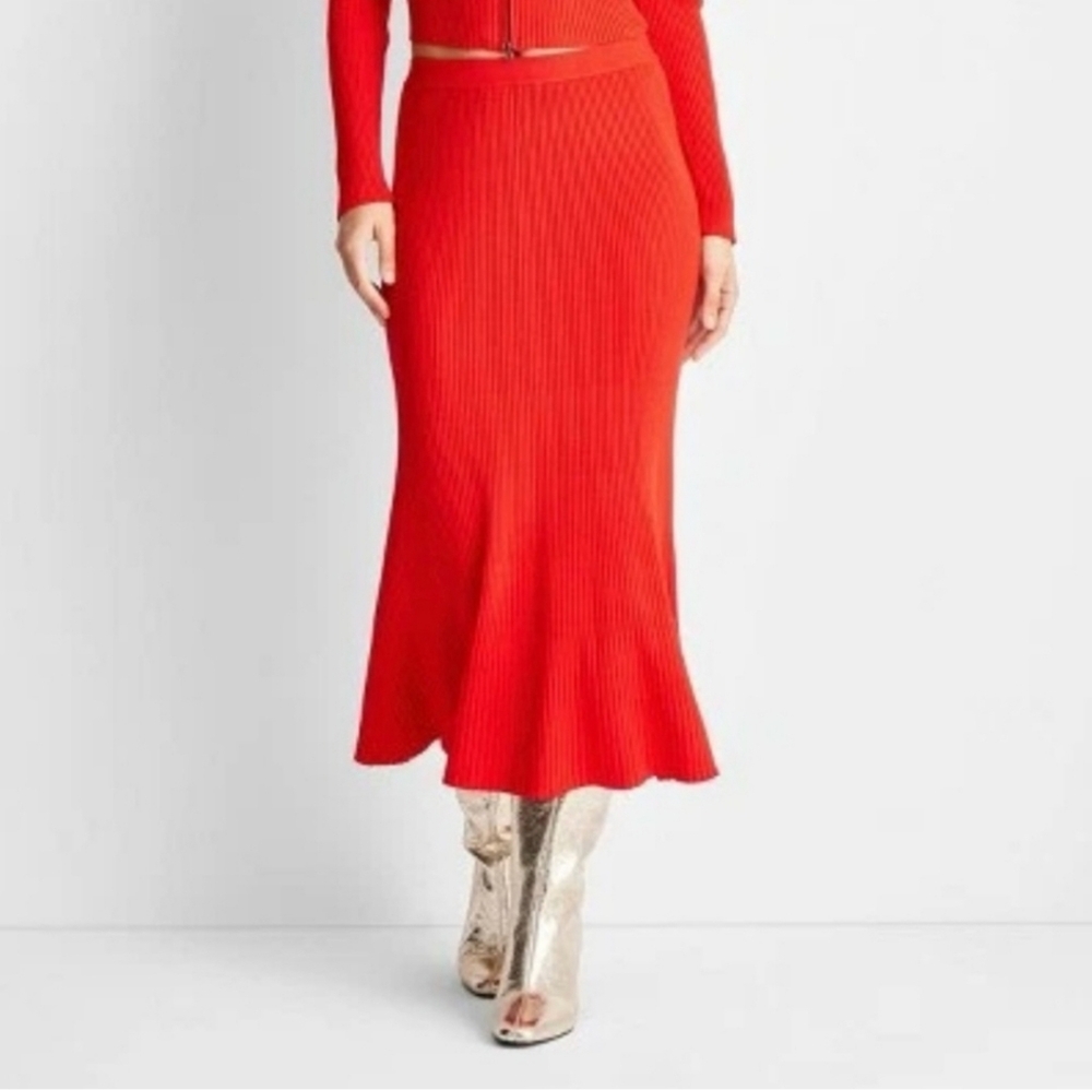 Elegant Red A-Line Skirt